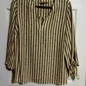 Michael Kors 3/4 sleeve gold and cream size XL with chain logo print
